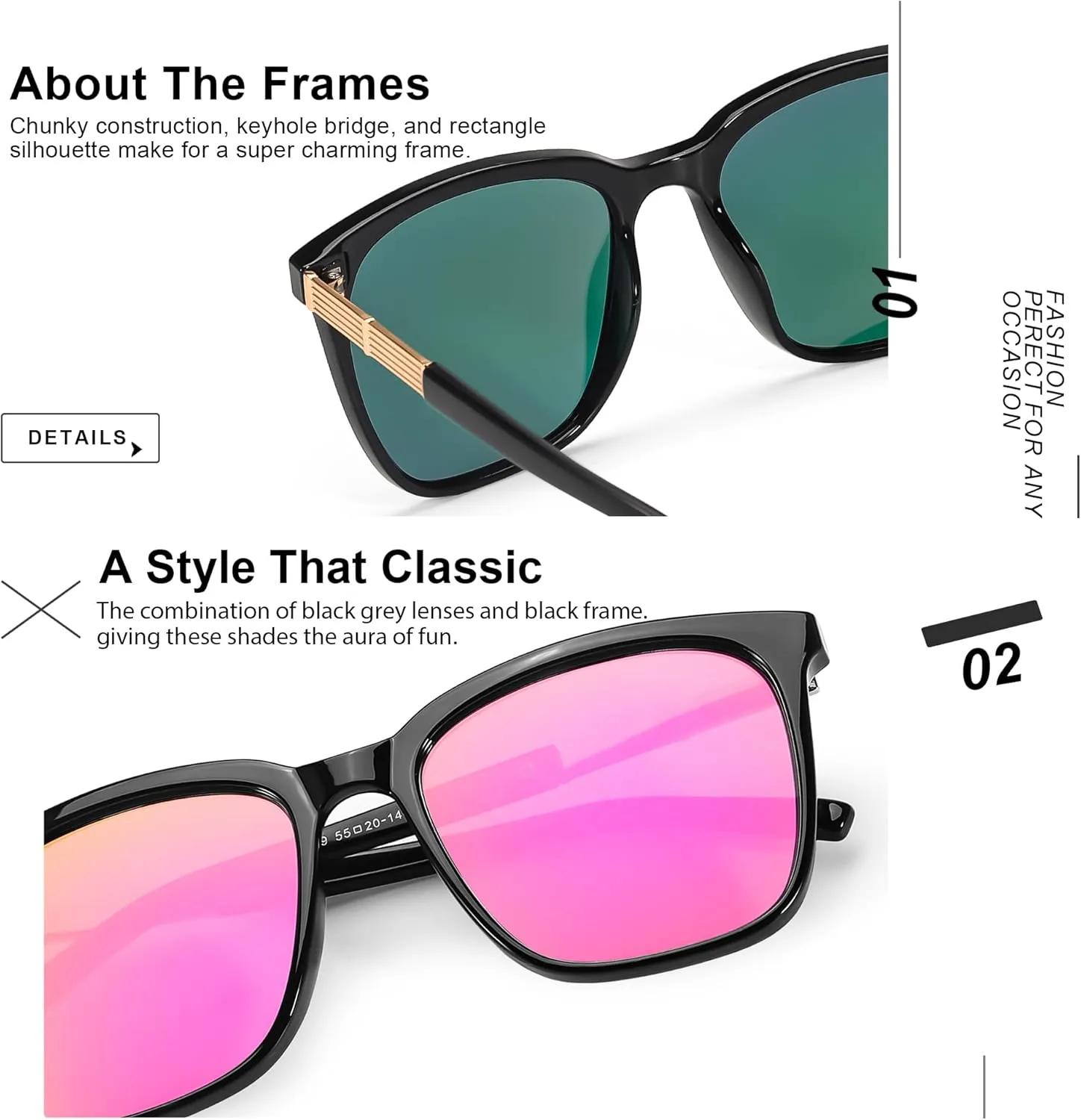 SIPHEW Oversized Square Sunglasses for Women|Lightweight Fashion Sunglasses 100% UV400 Protection|Trendy Mirrored Shade