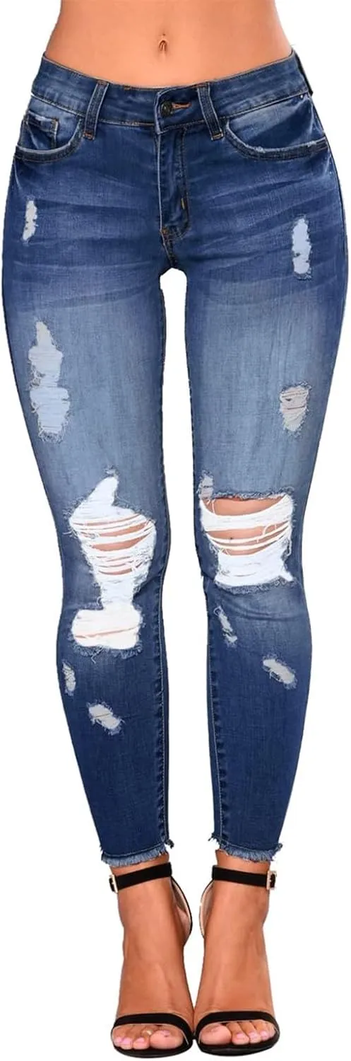 Skinny Jeans for Women High Waisted Ripped Stretchy Jeans Tummy Control Distressed Jeans Destroyed Denim Jeggings