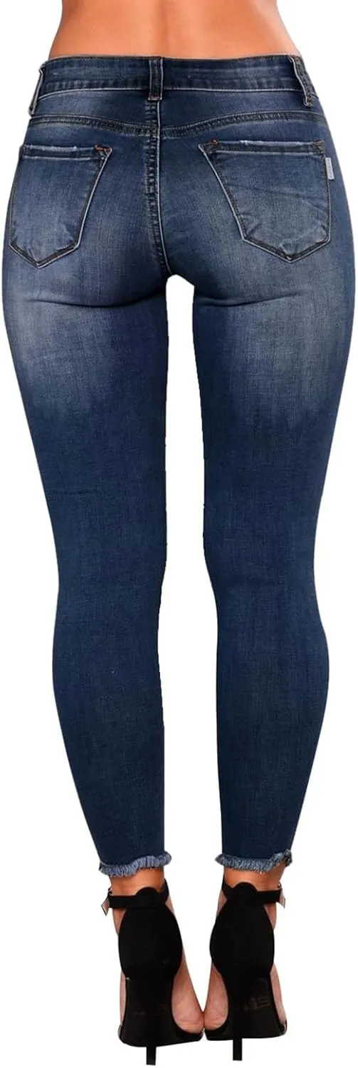 Skinny Jeans for Women High Waisted Ripped Stretchy Jeans Tummy Control Distressed Jeans Destroyed Denim Jeggings