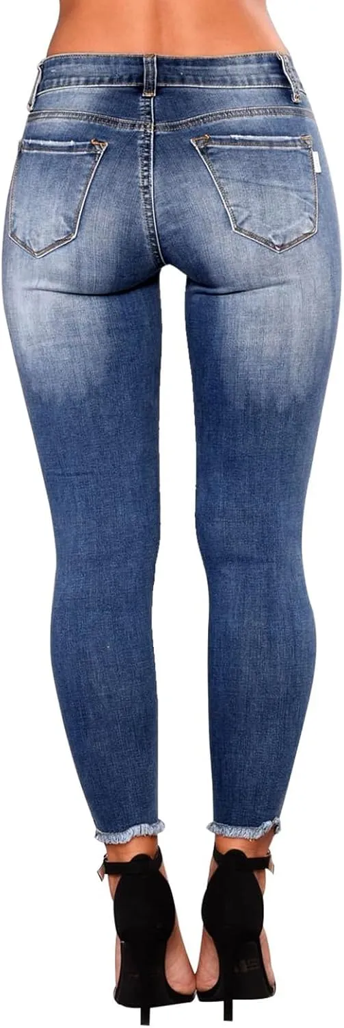 Skinny Jeans for Women High Waisted Ripped Stretchy Jeans Tummy Control Distressed Jeans Destroyed Denim Jeggings