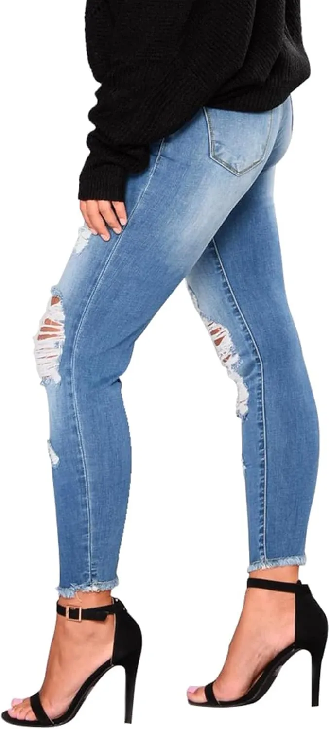 Skinny Jeans for Women High Waisted Ripped Stretchy Jeans Tummy Control Distressed Jeans Destroyed Denim Jeggings