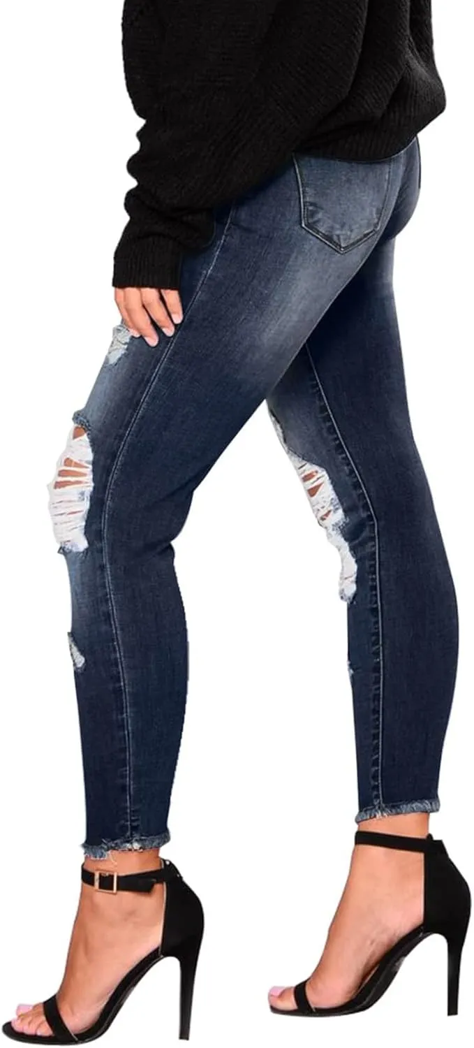 Skinny Jeans for Women High Waisted Ripped Stretchy Jeans Tummy Control Distressed Jeans Destroyed Denim Jeggings