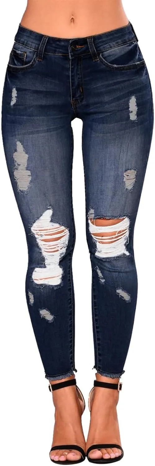 Skinny Jeans for Women High Waisted Ripped Stretchy Jeans Tummy Control Distressed Jeans Destroyed Denim Jeggings