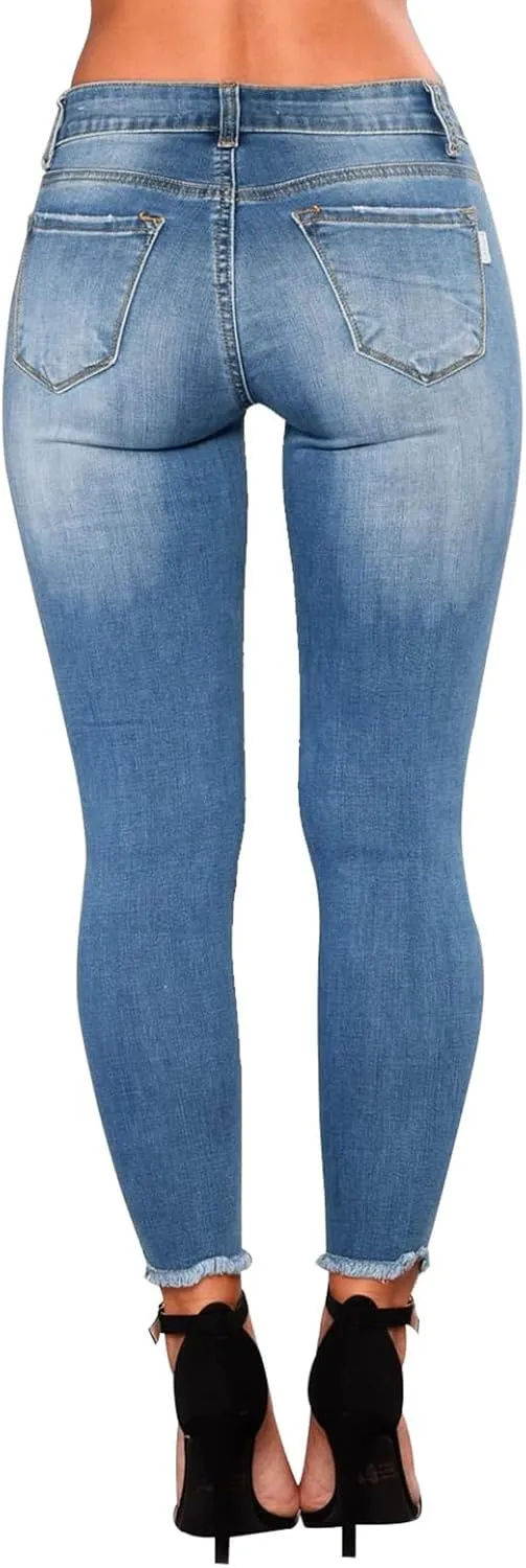 Skinny Jeans for Women High Waisted Ripped Stretchy Jeans Tummy Control Distressed Jeans Destroyed Denim Jeggings