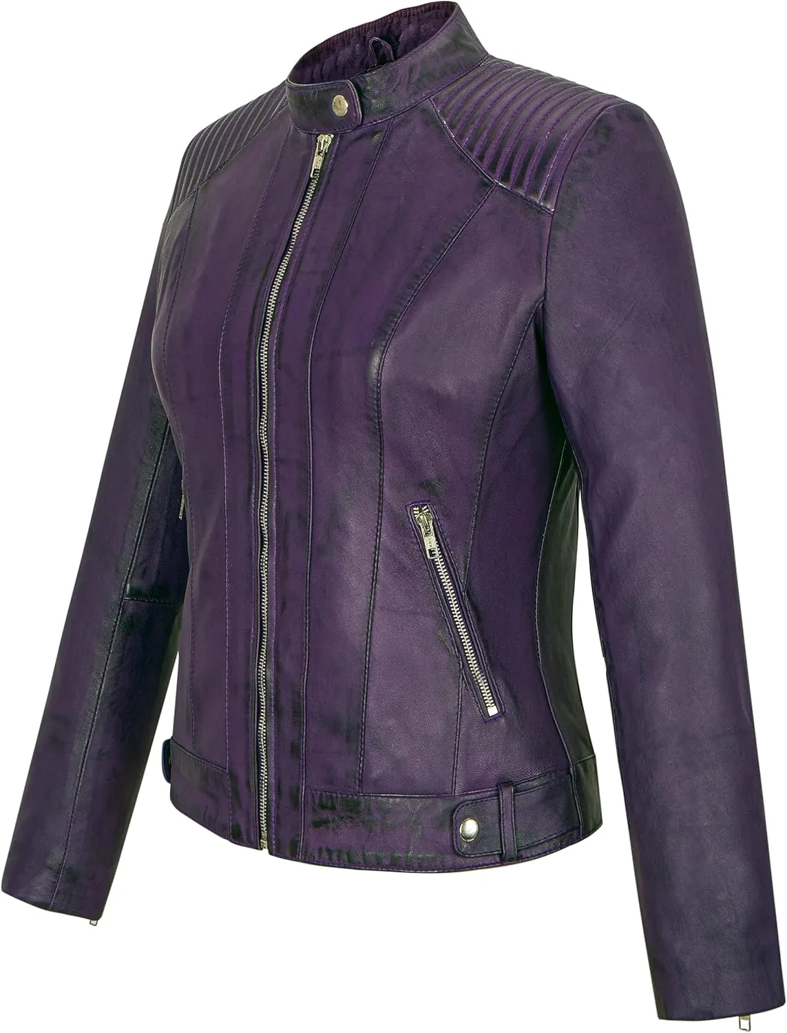 Skylinewears Womens Leather Jacket Bomber Motorcycle Biker Real Lambskin Leather Jackets
