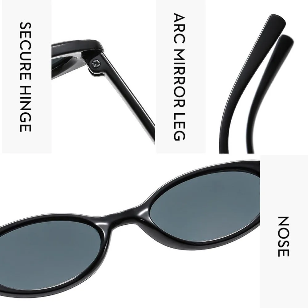 Small Oval Sunglasses Women Men Trendy Vintage Hip Hop Cat Eye Sun Glasses Female Leopard Black Punk Eyewear UV400