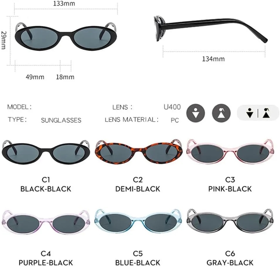 Small Oval Sunglasses Women Men Trendy Vintage Hip Hop Cat Eye Sun Glasses Female Leopard Black Punk Eyewear UV400