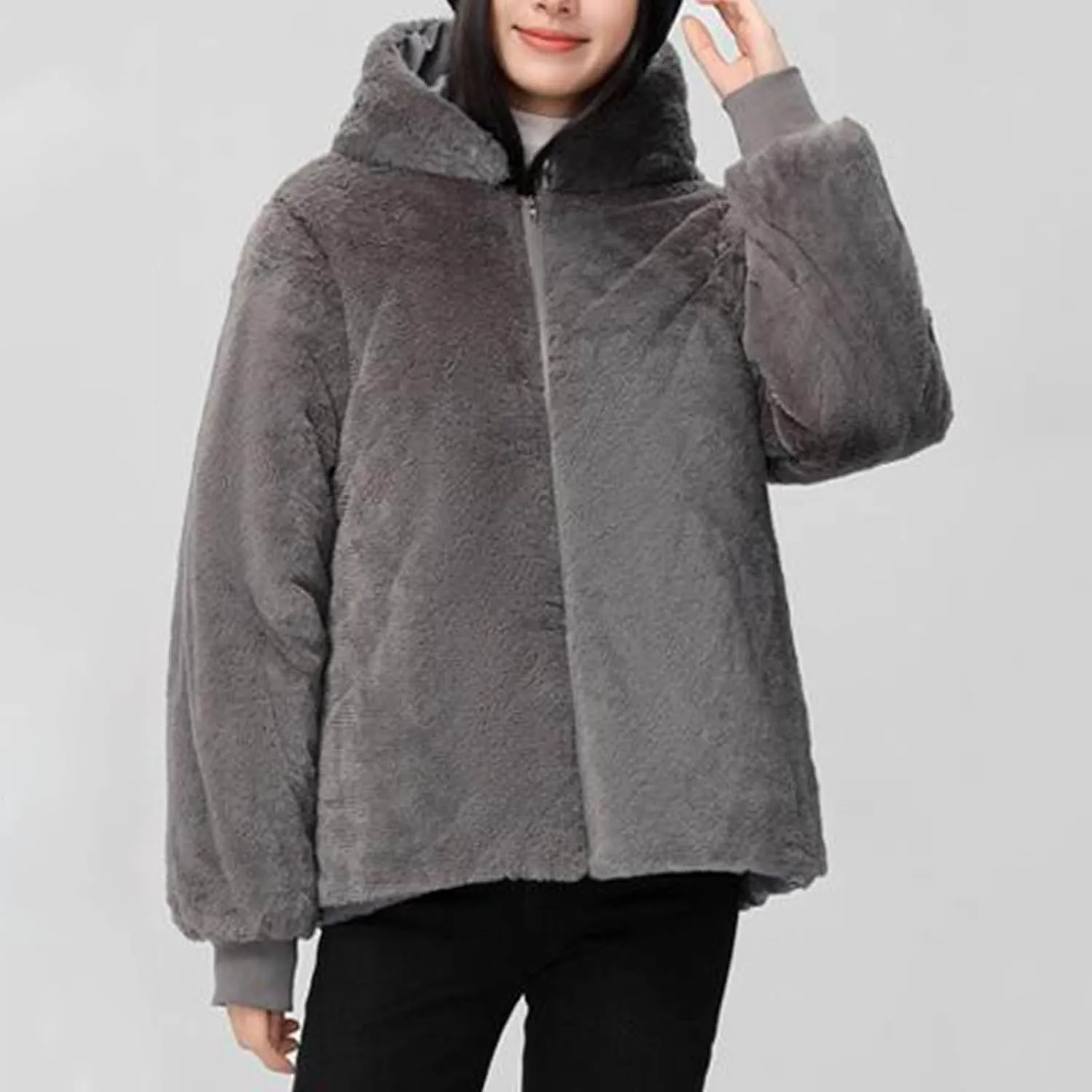 Snow Jackets for Women Winter Warm down Coats Plus Size Fuzzy Hooded Puffer Jackets Outdoor Waterproof Parka Coats