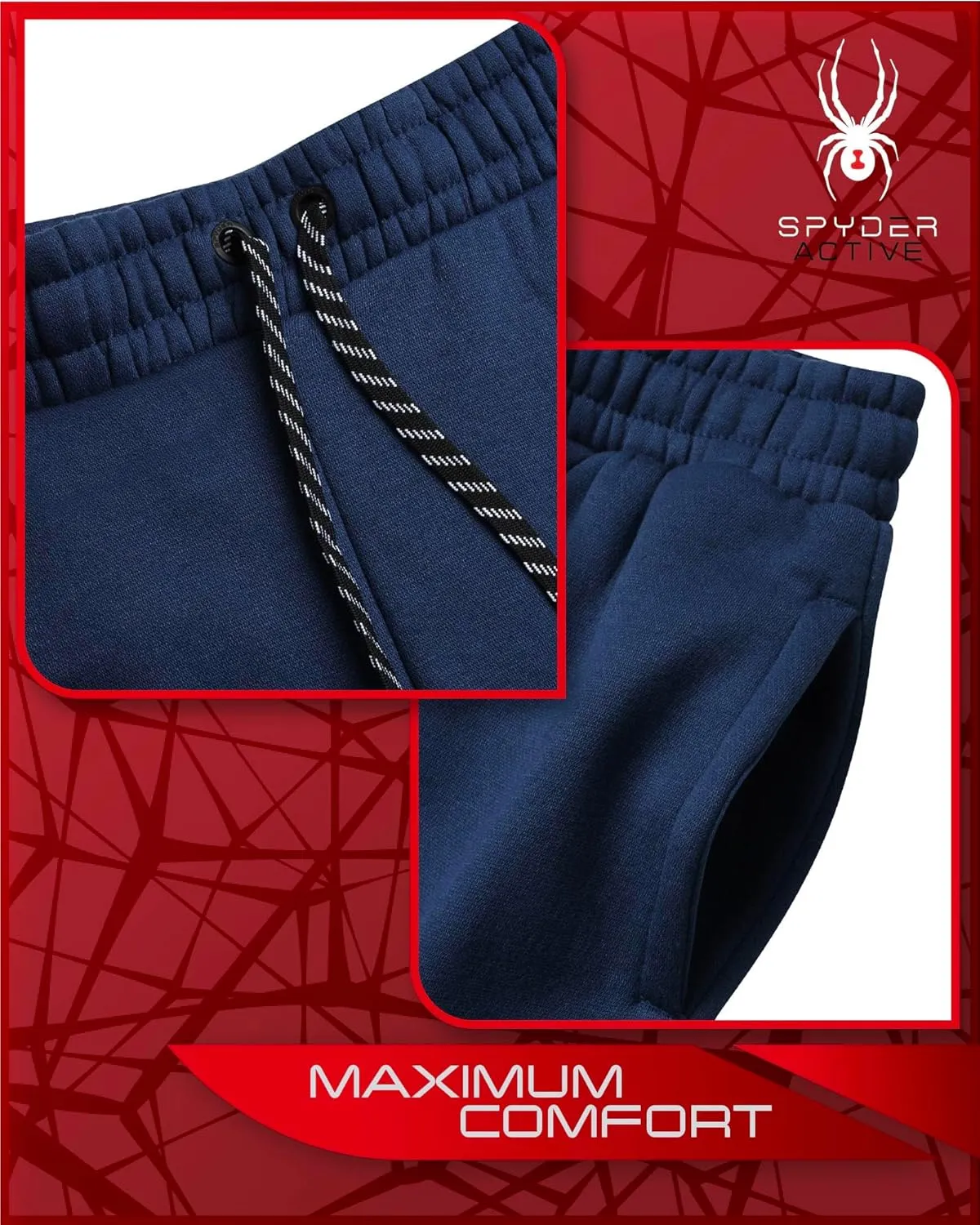 Spyder Mens Sweatpants - Athletic Fleece Cargo Joggers for Men with Pockets and Drawcord for Casual Workout (S-XXL)