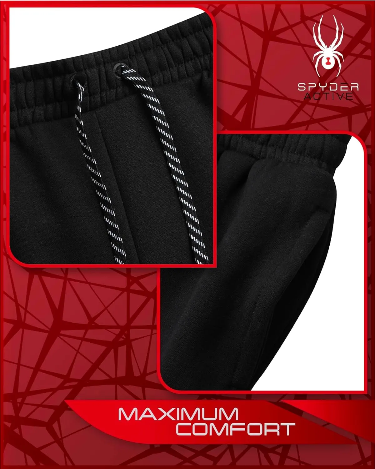 Spyder Mens Sweatpants - Athletic Fleece Cargo Joggers for Men with Pockets and Drawcord for Casual Workout (S-XXL)