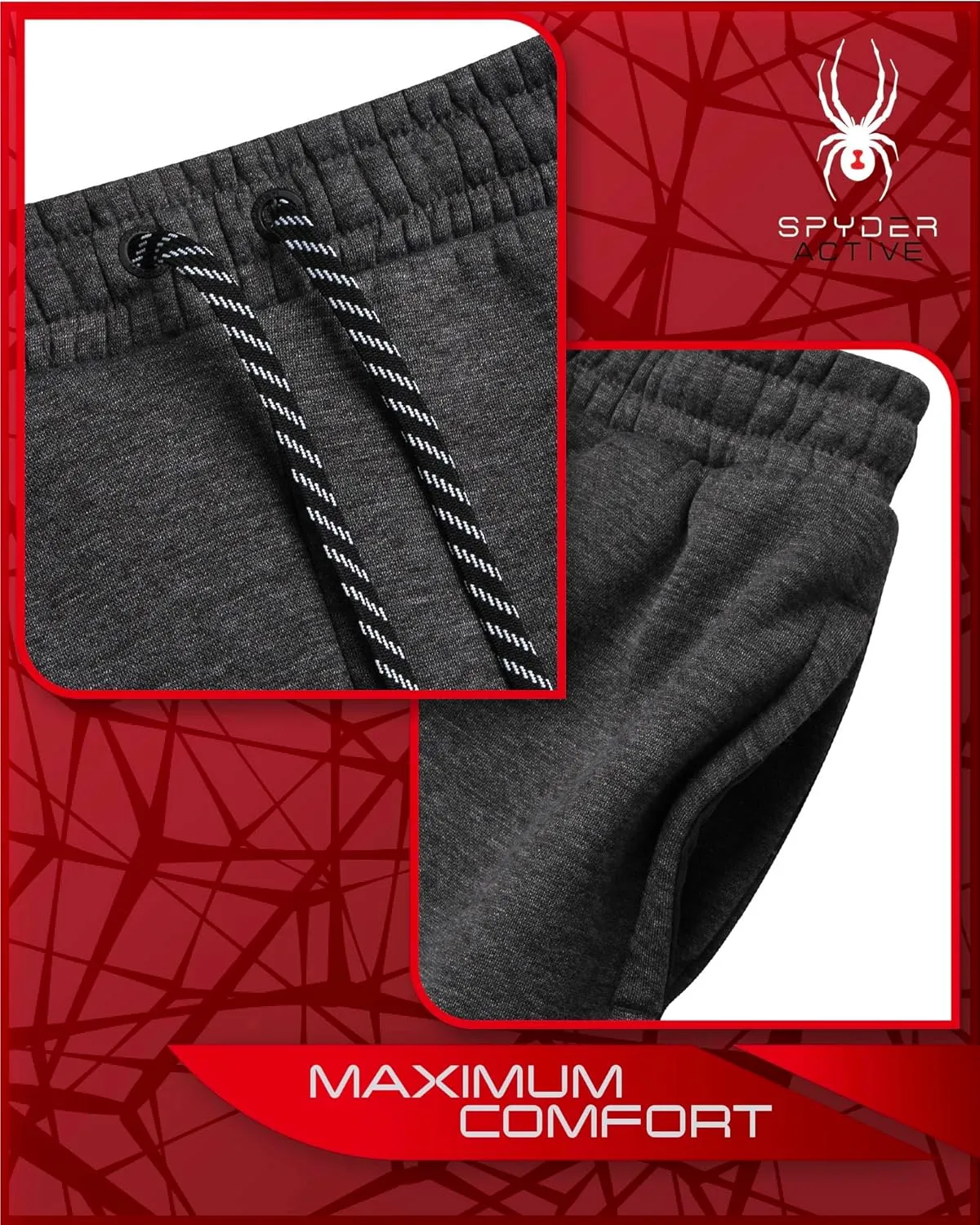 Spyder Mens Sweatpants - Athletic Fleece Cargo Joggers for Men with Pockets and Drawcord for Casual Workout (S-XXL)