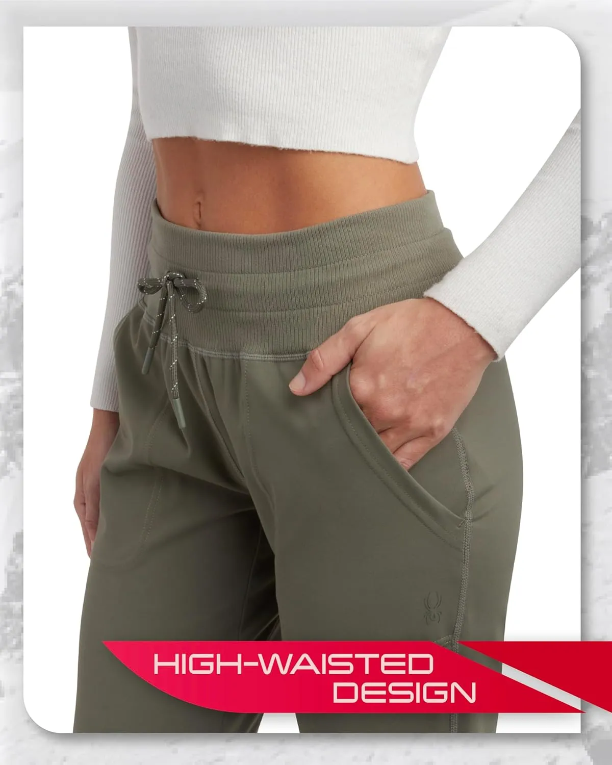 Spyder Women's Jogger Sweatpants - High Waisted Fleece Lined Athletic Joggers with Pockets for Casual Workout (Sizes: S-XL)