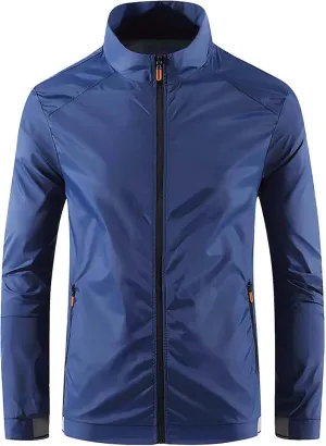 Stand Up Collar Windbreaker Jackets for Men Lightweight Windproof Jackets with Zipper Pockets Causal Fall Jackets