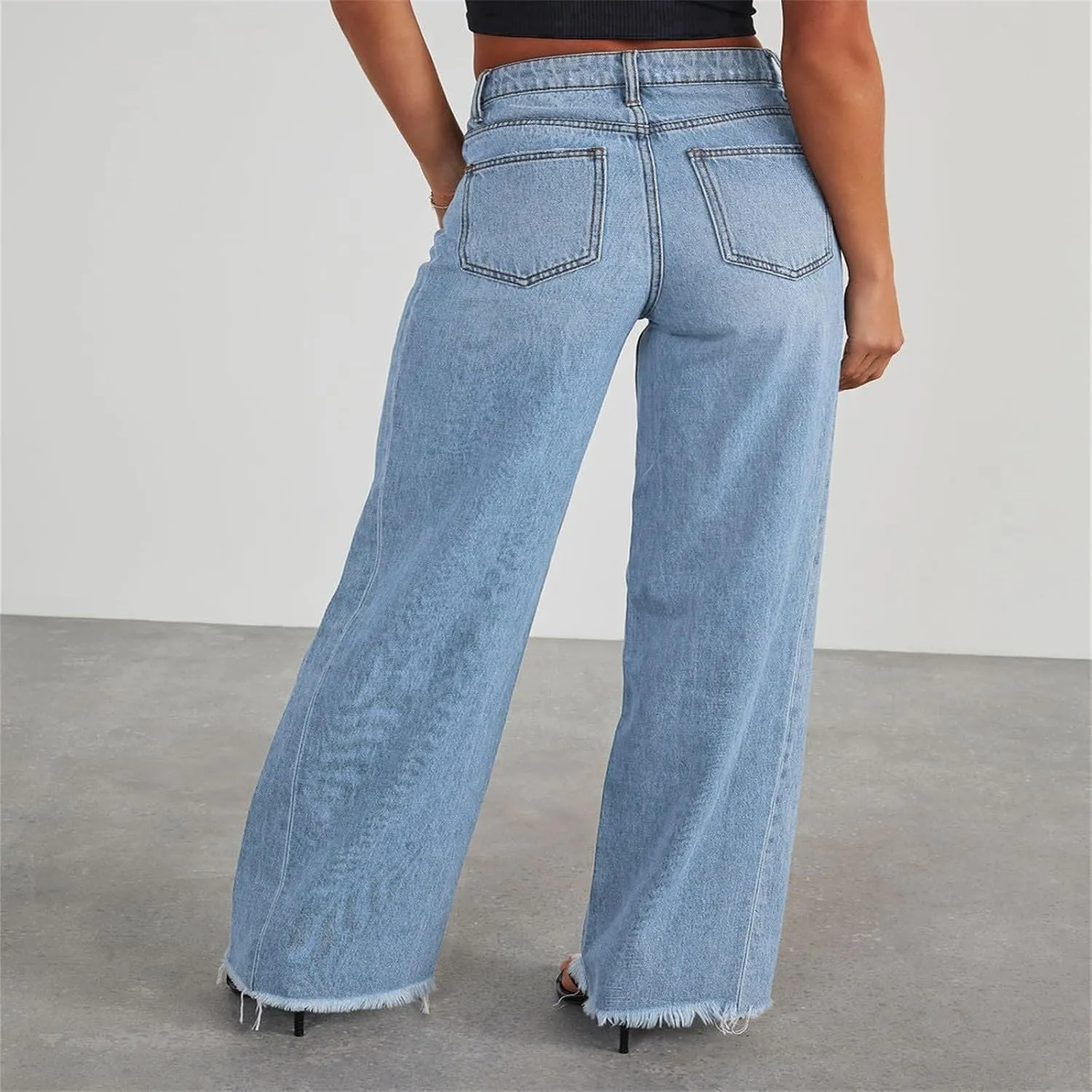 Straight Leg Stretchy Jeans Leg Jeans Loose Wide Leg Casual Pants Woman's Jeans Jeans Woman Jeans Jeans for Women