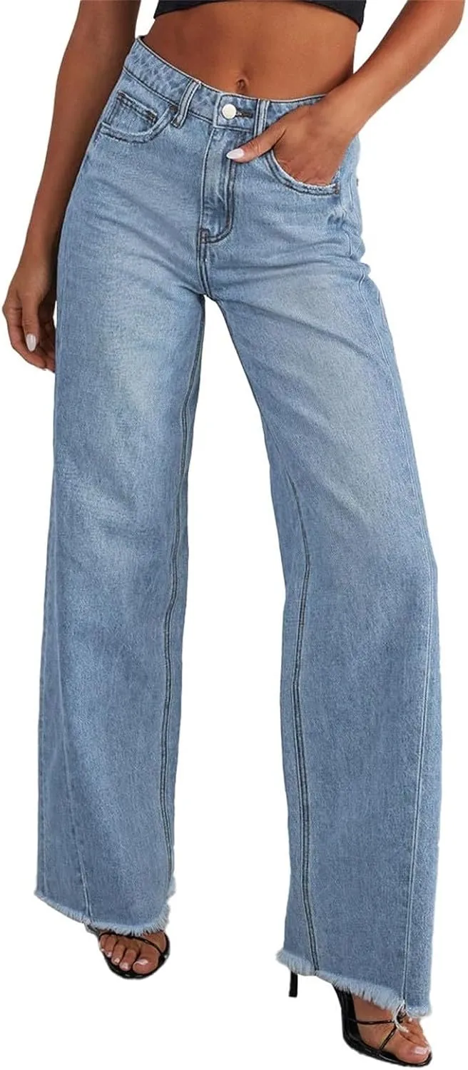 Straight Leg Stretchy Jeans Leg Jeans Loose Wide Leg Casual Pants Woman's Jeans Jeans Woman Jeans Jeans for Women