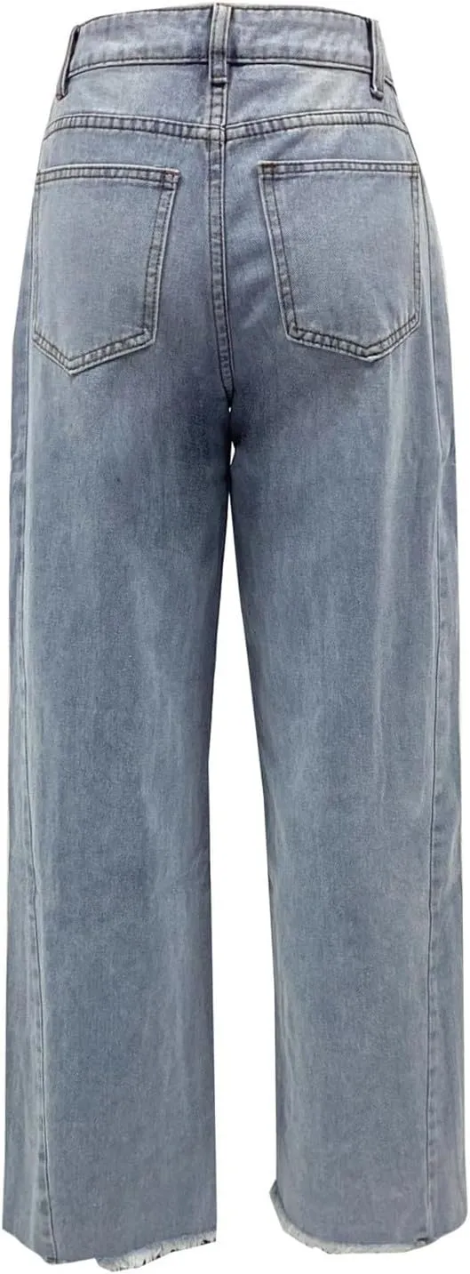 Straight Leg Stretchy Jeans Leg Jeans Loose Wide Leg Casual Pants Woman's Jeans Jeans Woman Jeans Jeans for Women