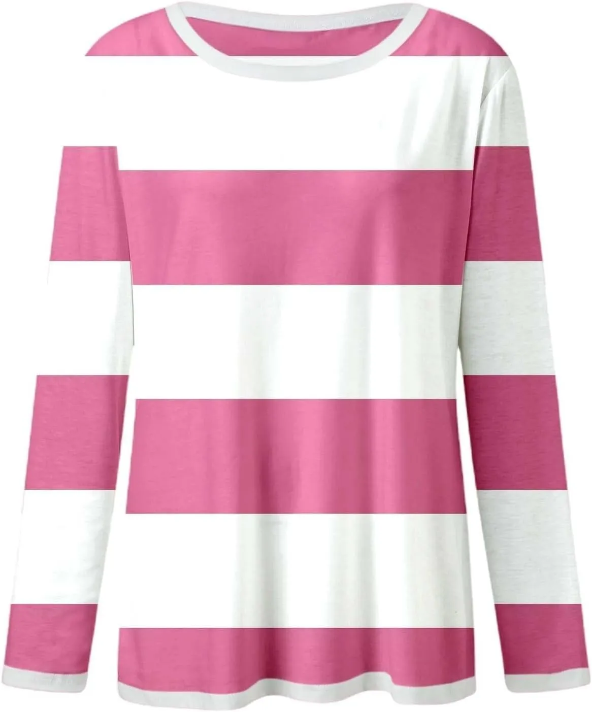 Striped Fall Sweatshirt for Women Long Sleeve Crew Neck Shirts Casual Orange and White Shirt Causal Basic Tops