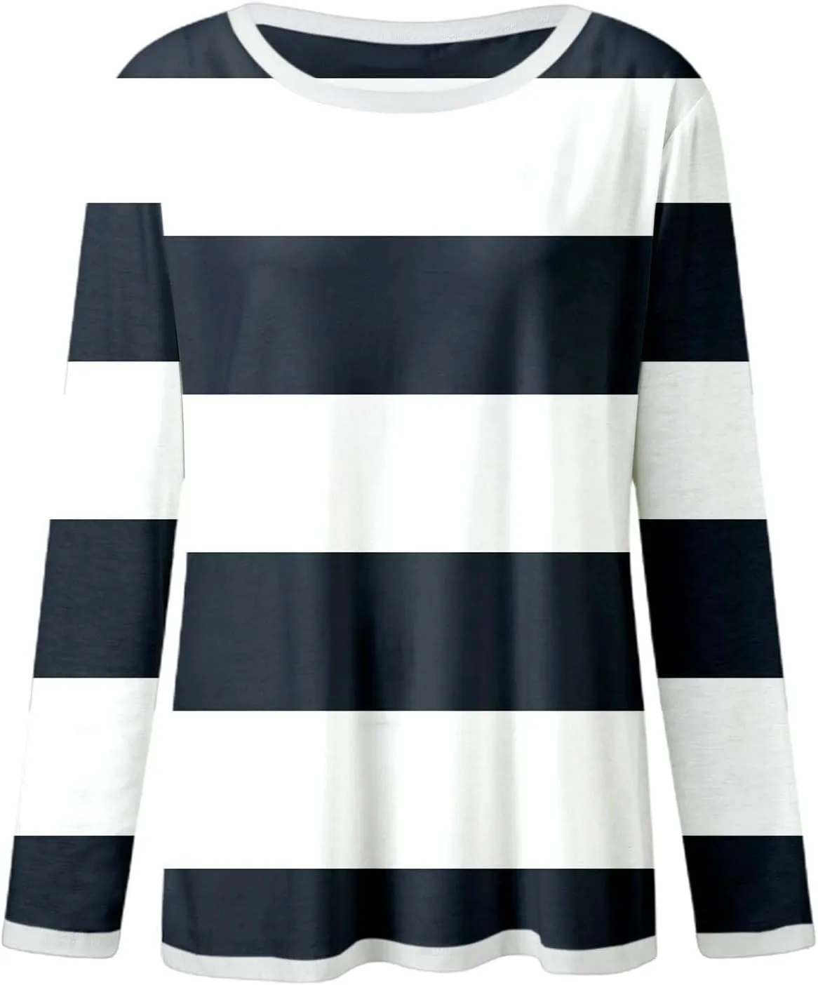 Striped Fall Sweatshirt for Women Long Sleeve Crew Neck Shirts Casual Orange and White Shirt Causal Basic Tops