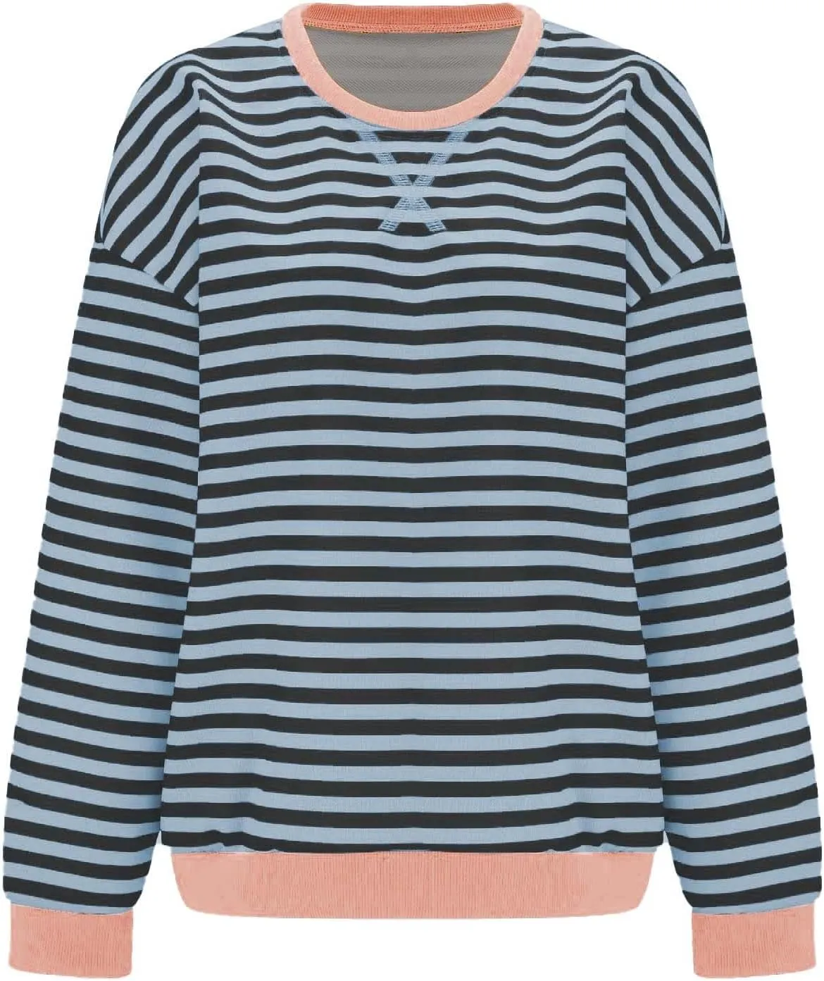 Striped Sweatshirt Women Oversized Striped Color Block Long Sleeve Crew Shirt Women Casual Loose Pullover hirt Top
