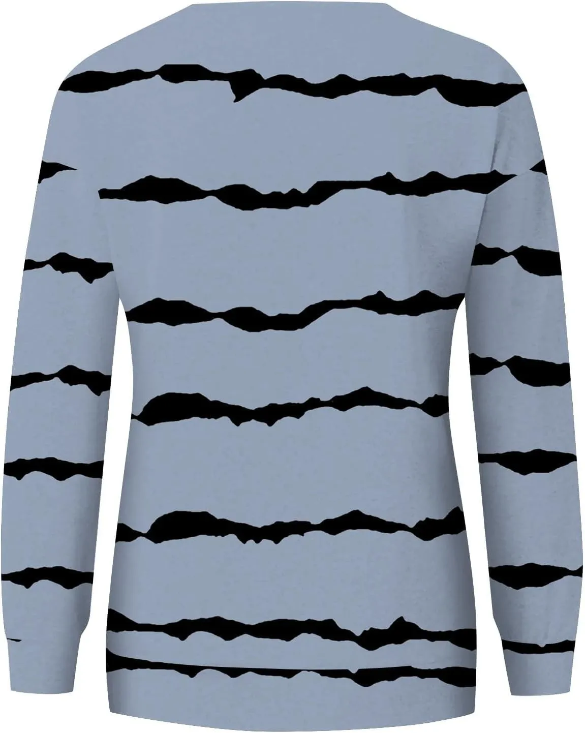 Striped Sweatshirts Women Crewneck Long Sleeve Hoodies Sweatshirt with Kangaroo Pocket Solid Color Pullover Tops
