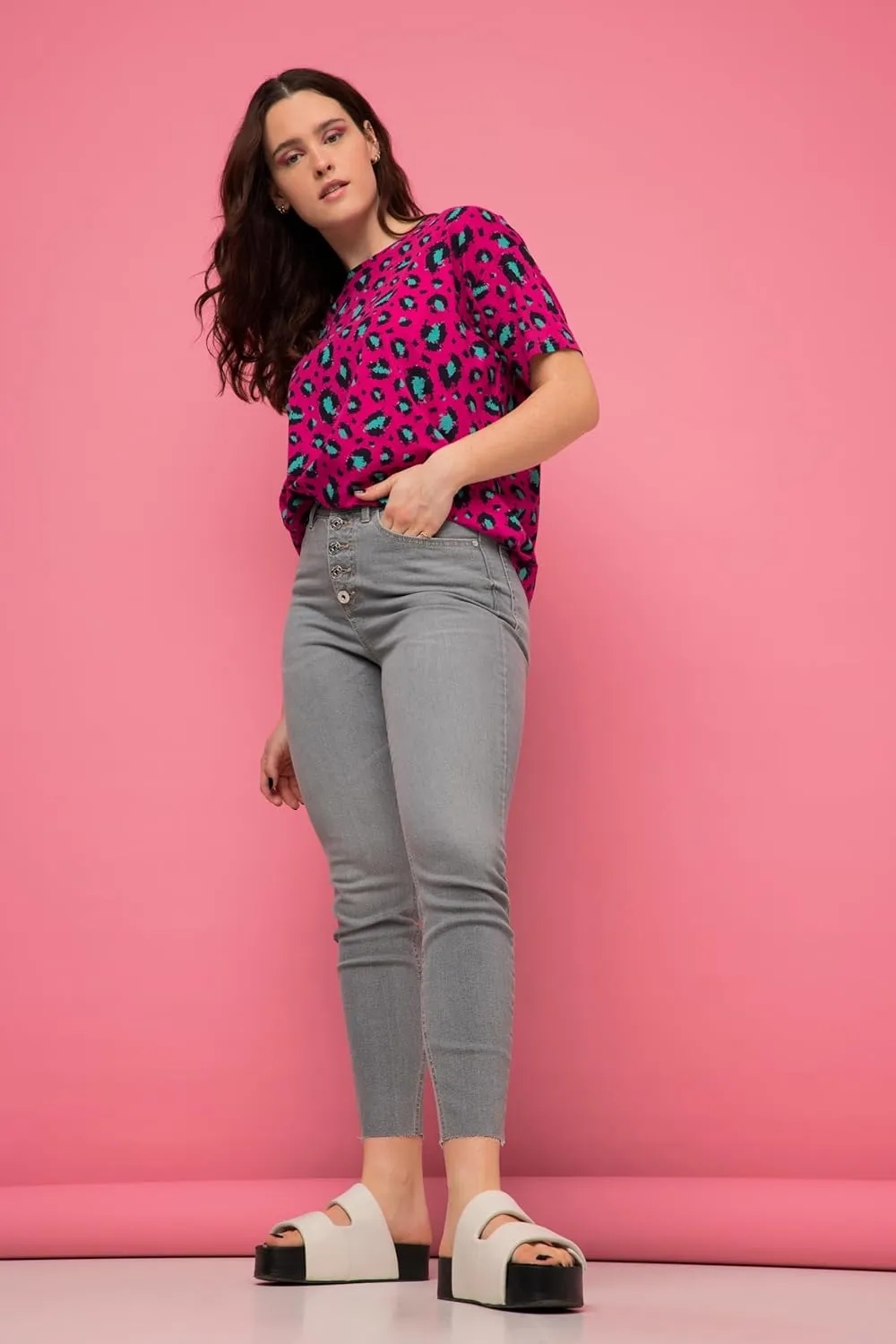 Studio Untold Womenswear Plus Size Curvy Button Fly Stretch Fit Skinny Jeans 821248