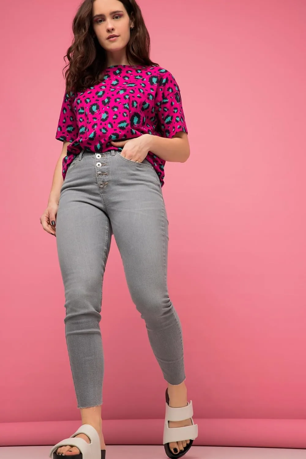 Studio Untold Womenswear Plus Size Curvy Button Fly Stretch Fit Skinny Jeans 821248