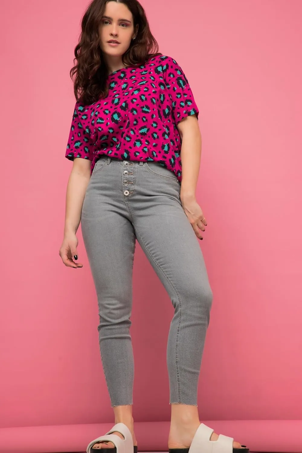 Studio Untold Womenswear Plus Size Curvy Button Fly Stretch Fit Skinny Jeans 821248
