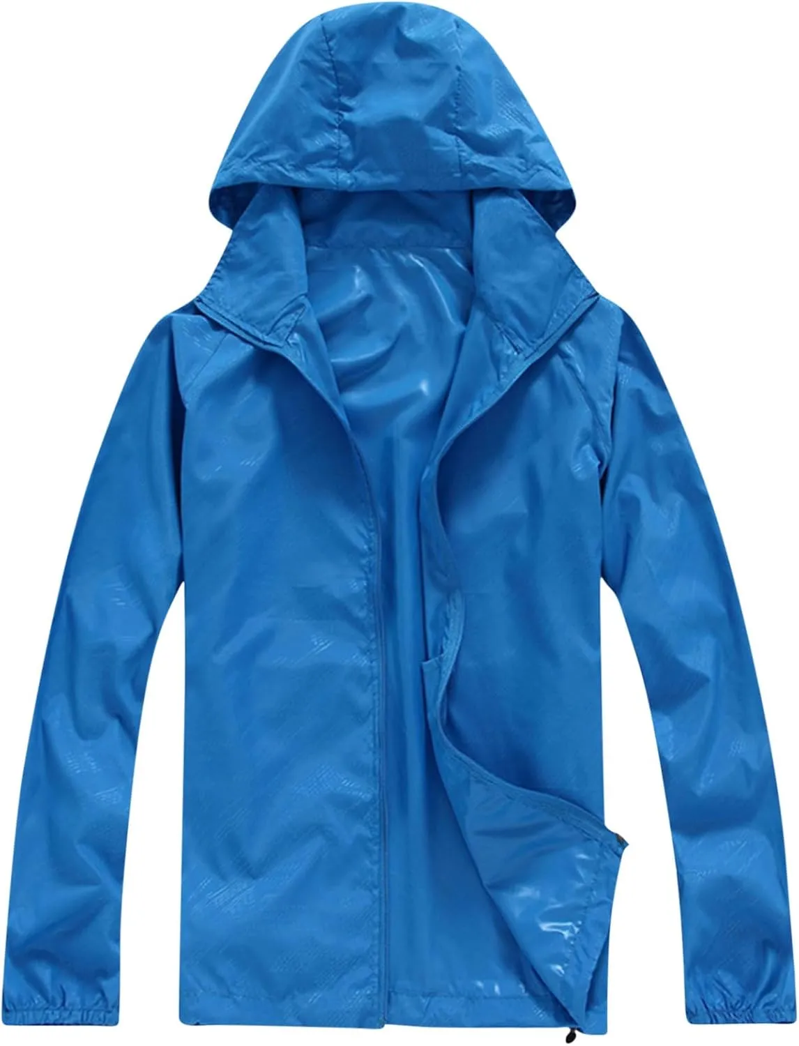 Sun Protection Hooded Jackets Men's Outdoor Sports Rain Jackets Waterproof with Hood Lightweight Windbreaker Jacket