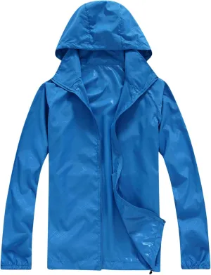 Sun Protection Hooded Jackets Men's Outdoor Sports Rain Jackets Waterproof with Hood Lightweight Windbreaker Jacket