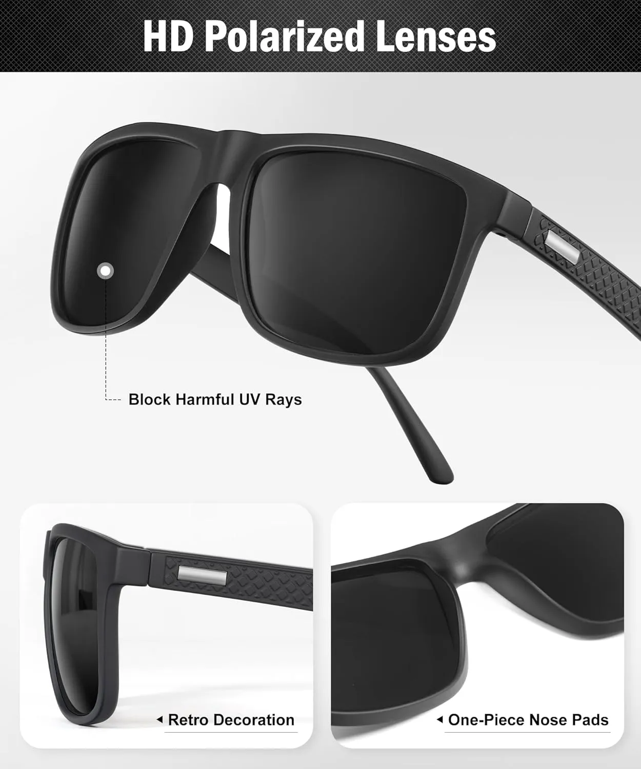 Sunglasses-for-Men Polarized Mens Sunglasses: Retro Sun glasses with UV Protection for Driving Fishing Golf