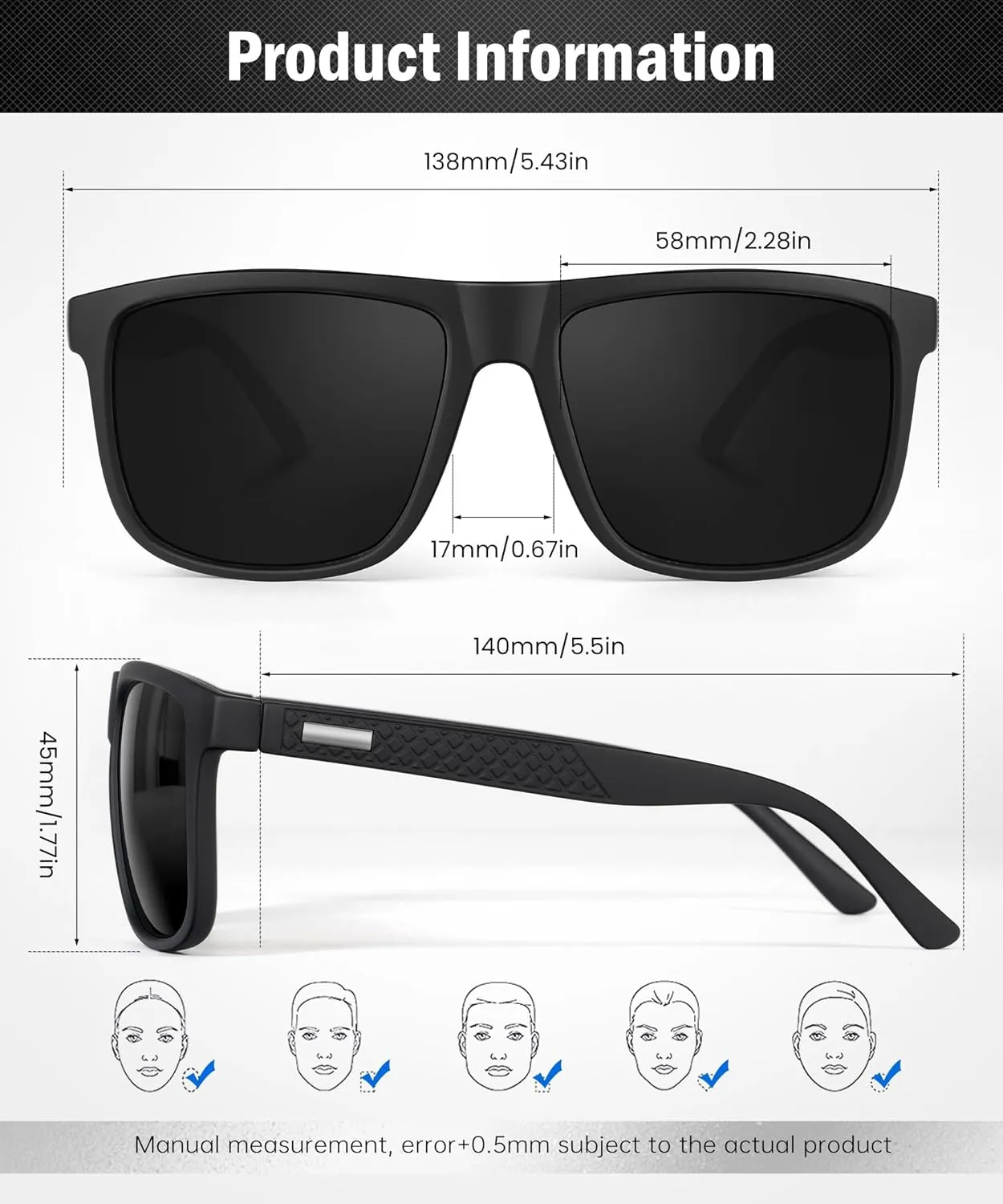 Sunglasses-for-Men Polarized Mens Sunglasses: Retro Sun glasses with UV Protection for Driving Fishing Golf