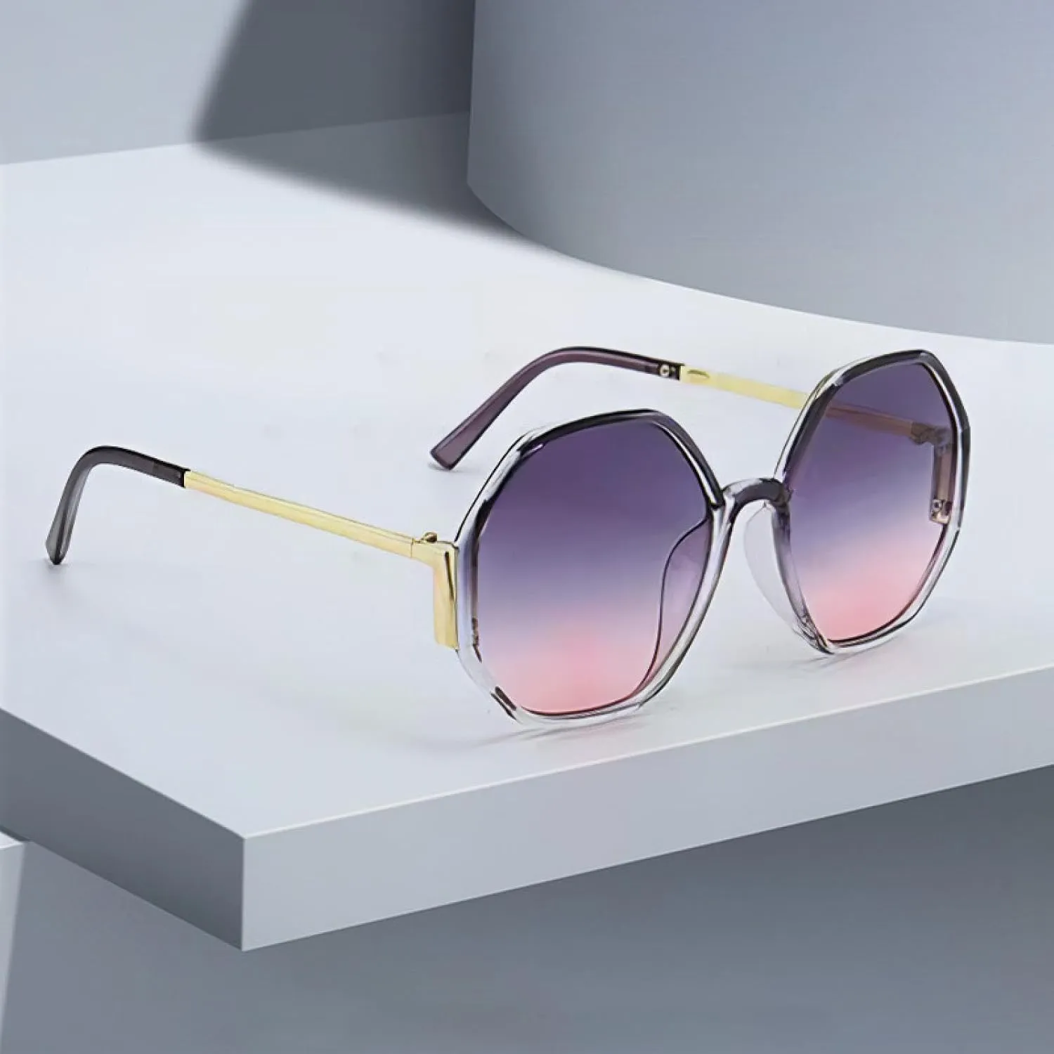 Sunglasses for Women Gradient Semi-circular Frame Semi Transparent Glasses
