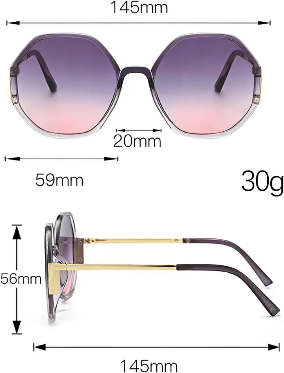 Sunglasses for Women Gradient Semi-circular Frame Semi Transparent Glasses