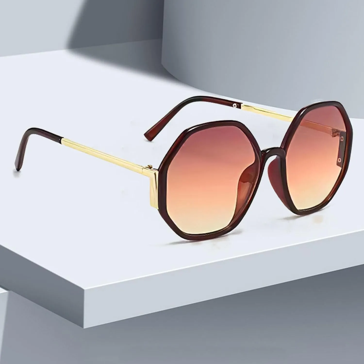 Sunglasses for Women Gradient Semi-circular Frame Semi Transparent Glasses