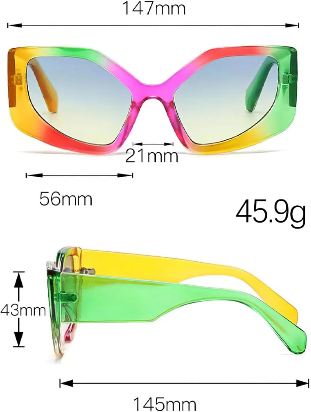 Sunglasses Women Gradient Frame Fashionable Glasses Unique Style
