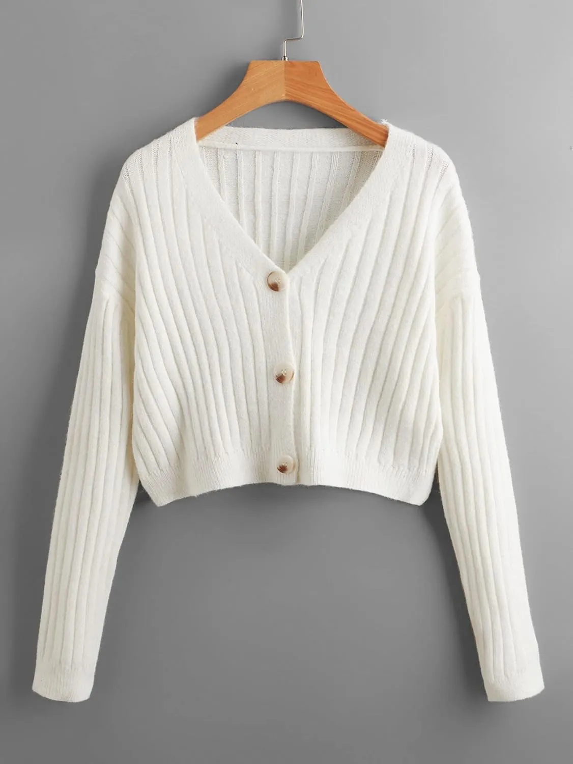 SweatyRocks Women's Long Sleeve Button Front V Neck Soft Knit Cardigan Sweaters