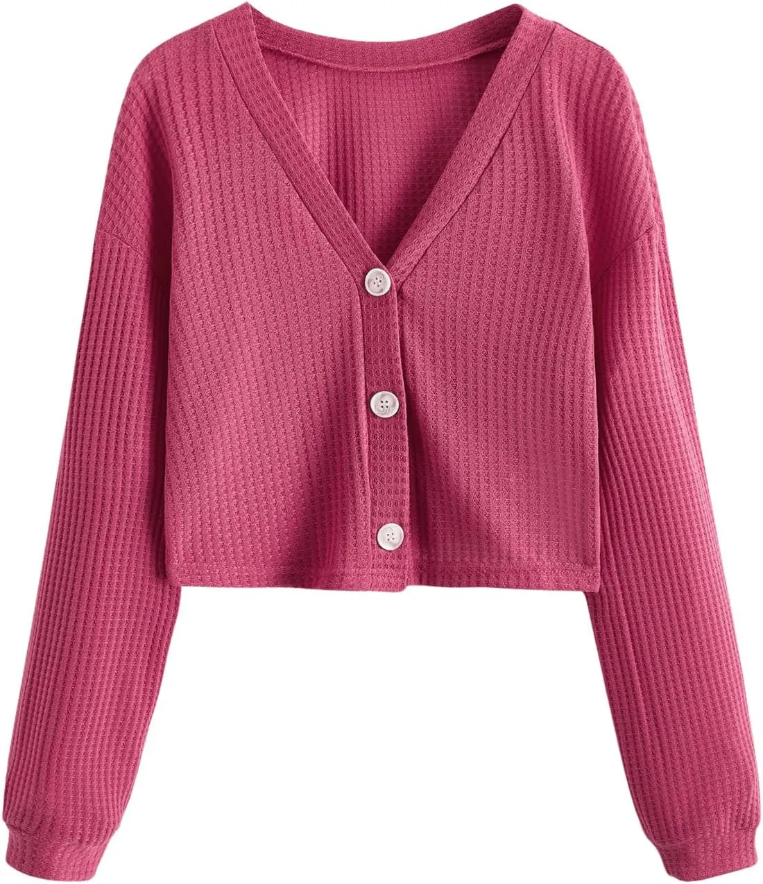 SweatyRocks Women's Long Sleeve Button Front V Neck Soft Knit Cardigan Sweaters