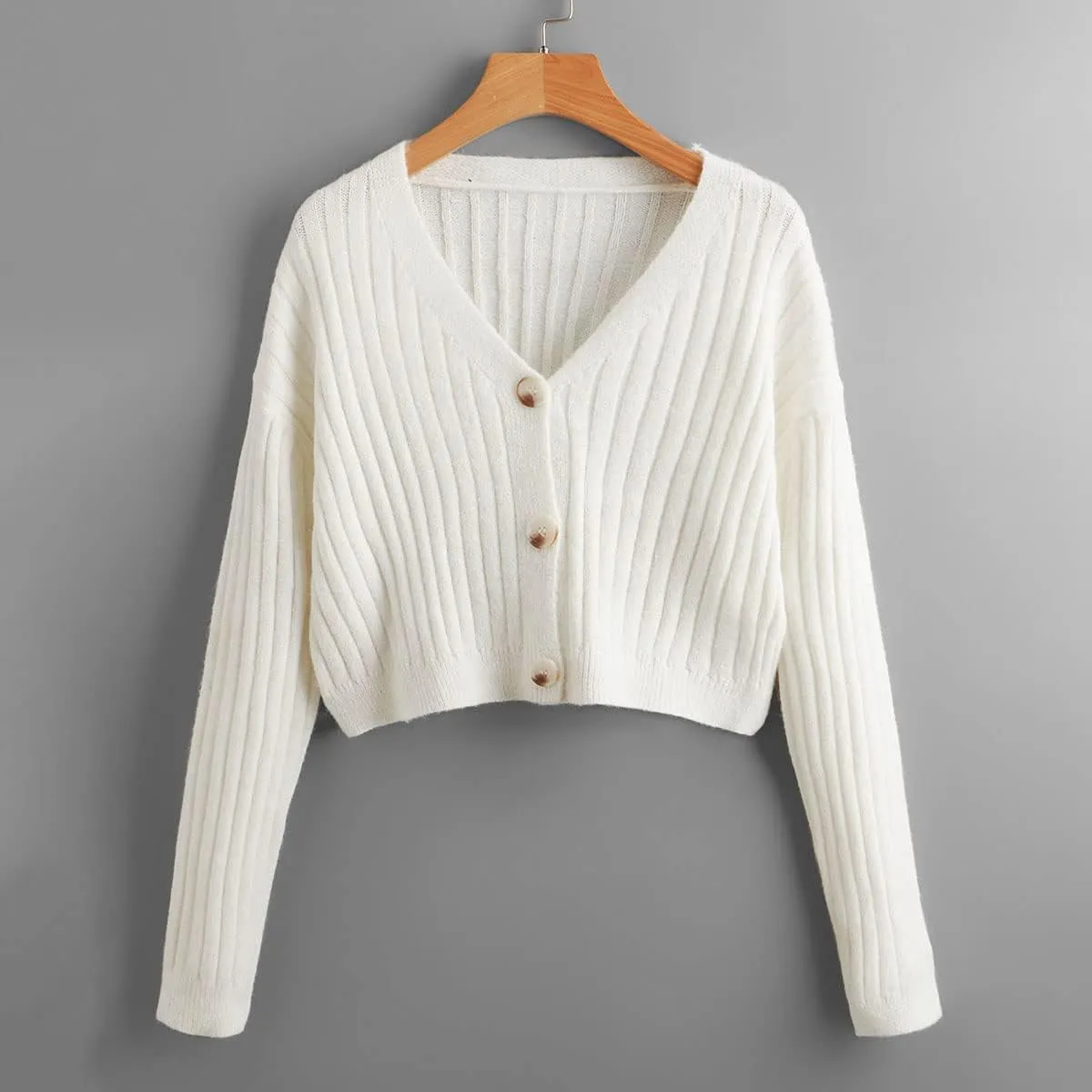 SweatyRocks Women's Long Sleeve Button Front V Neck Soft Knit Cardigan Sweaters