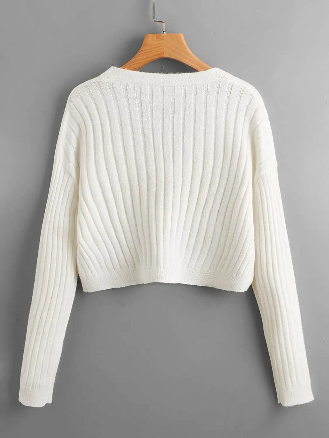 SweatyRocks Women's Long Sleeve Button Front V Neck Soft Knit Cardigan Sweaters
