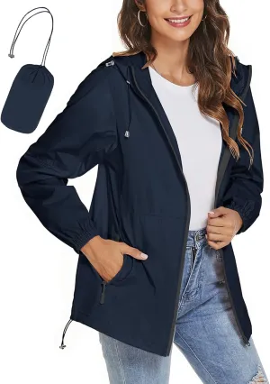 TCOT Womens Rain Jackets Waterproof Windbreaker Jackets lightweight Portable Rain Coat