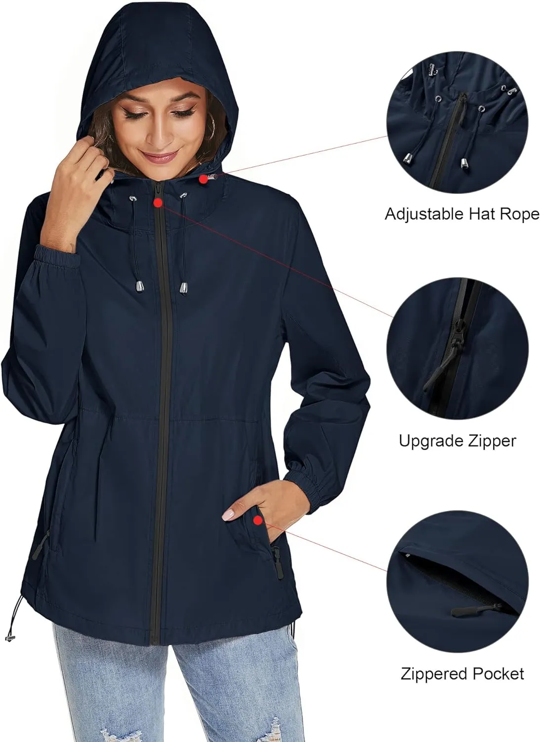 TCOT Womens Rain Jackets Waterproof Windbreaker Jackets lightweight Portable Rain Coat