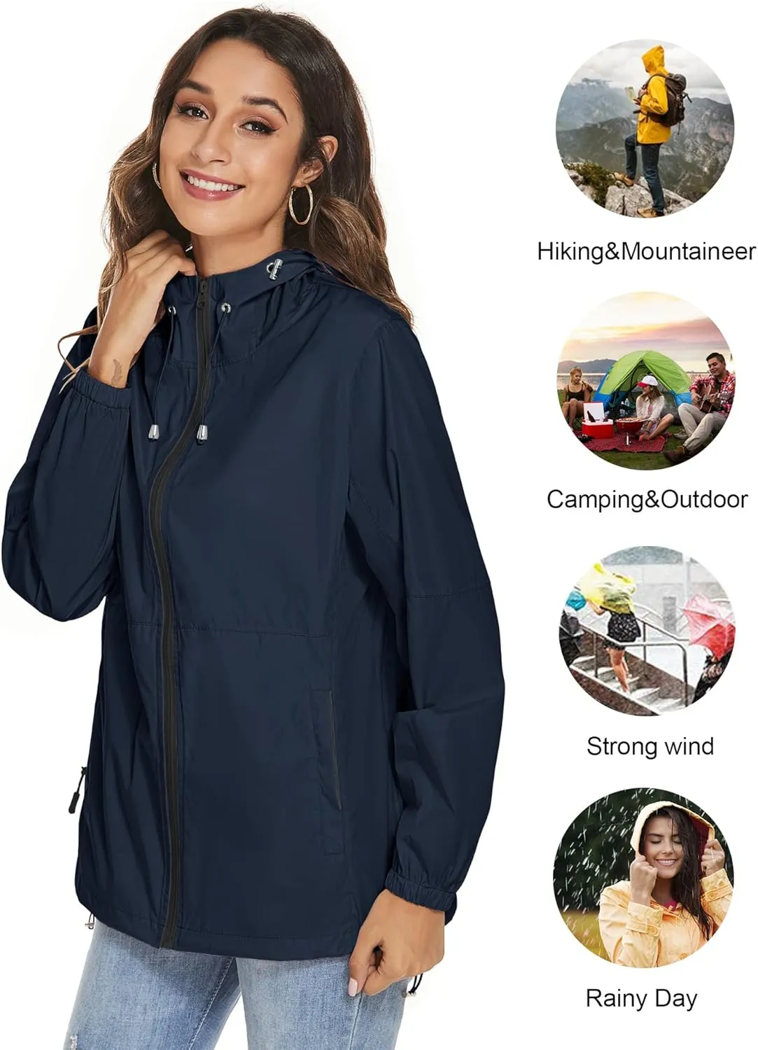 TCOT Womens Rain Jackets Waterproof Windbreaker Jackets lightweight Portable Rain Coat
