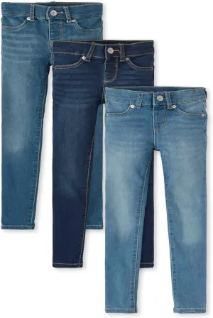 The Children's Place,Girls,Stretch Denim Jeggings, 3 Pack,Vaile Wash,6