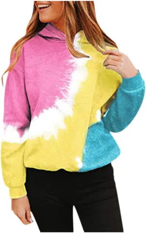 Tie Dye Hoodies for Women Long Sleeve Casual Loose Fit Fashion Sweatshirts Oversized Comfy Cute Pullover Tops