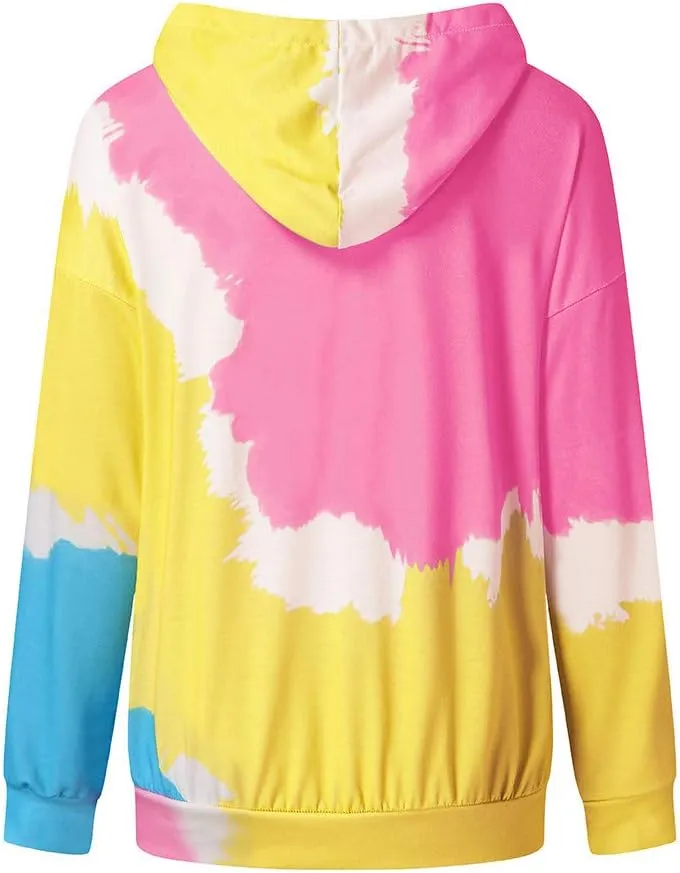 Tie Dye Hoodies for Women Long Sleeve Casual Loose Fit Fashion Sweatshirts Oversized Comfy Cute Pullover Tops