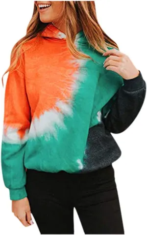 Tie Dye Hoodies for Women Long Sleeve Casual Loose Fit Fashion Sweatshirts Oversized Comfy Cute Pullover Tops