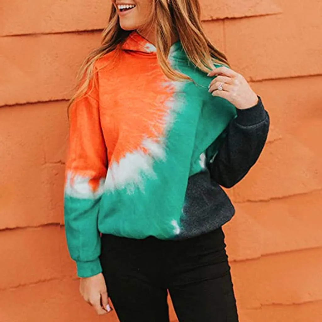 Tie Dye Hoodies for Women Long Sleeve Casual Loose Fit Fashion Sweatshirts Oversized Comfy Cute Pullover Tops