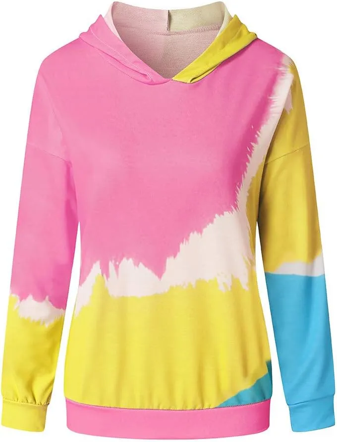 Tie Dye Hoodies for Women Long Sleeve Casual Loose Fit Fashion Sweatshirts Oversized Comfy Cute Pullover Tops
