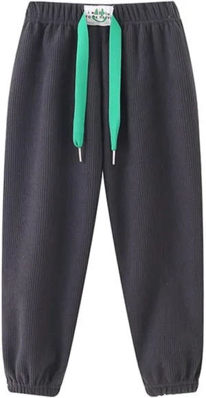 Toddler Ribbed Knit Joggers Sweatpants Kids Pull-On Active Athletic Pant with Drawstring Foot Dinding Bottoms