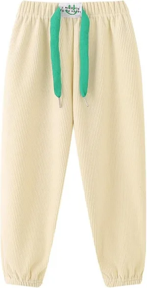 Toddler Ribbed Knit Joggers Sweatpants Kids Pull-On Active Athletic Pant with Drawstring Foot Dinding Bottoms
